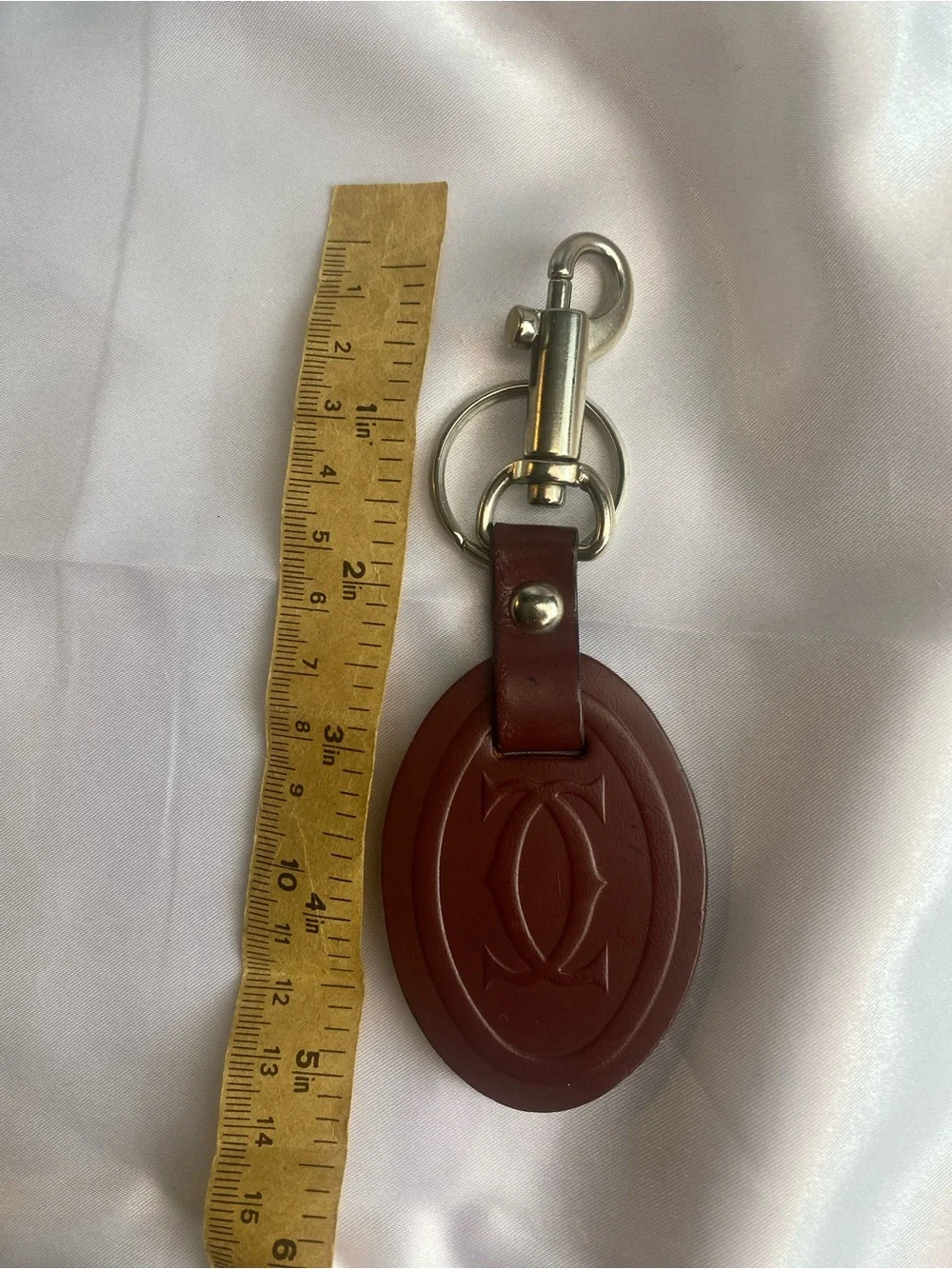 Cartier Must de Cartier Burgundy Leather Key Ring Bag Charm Made in Italy
